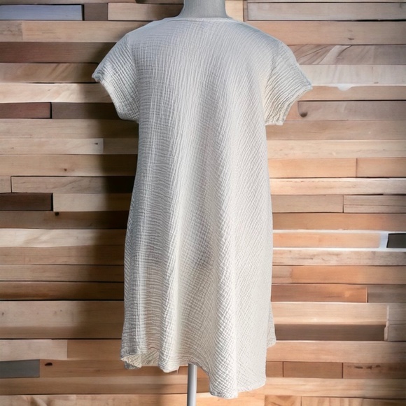 Cotton Cap Sleeve Stretchy Tunic Off-White Size Large - Picture 2 of 5